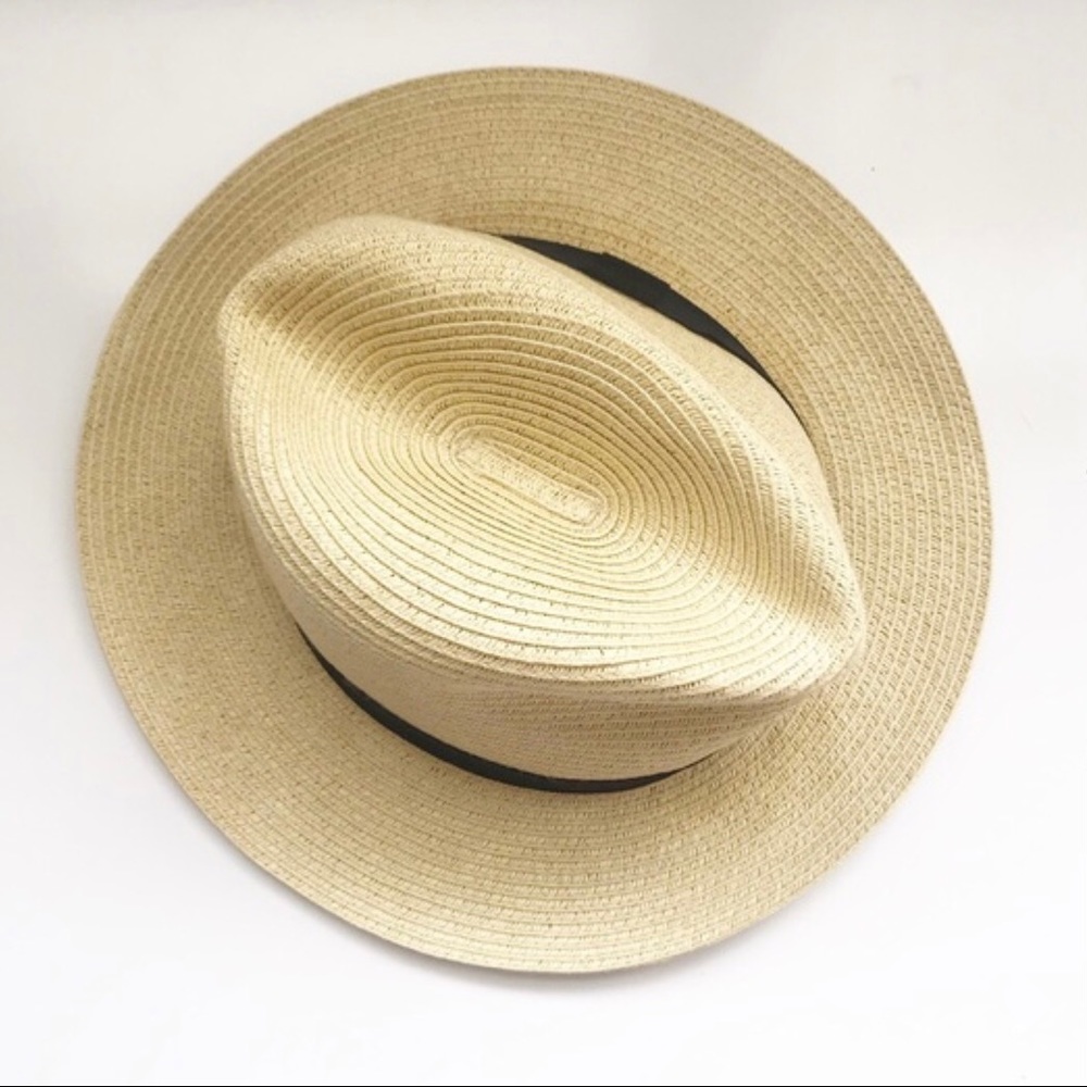 NWT The Hatter Co. | Straw Fedora Black Ribbon Trim